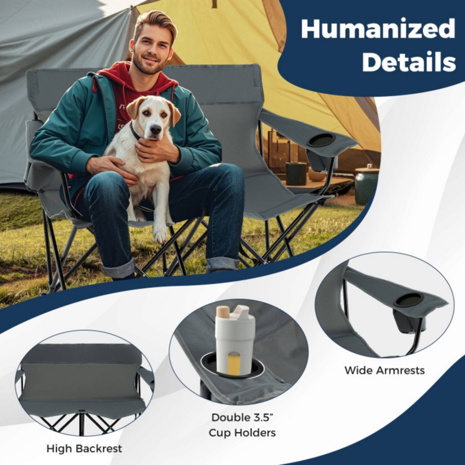 Humanized Details  
Wide Armrests  
High Backrest  
Double 3.5" Cup Holders