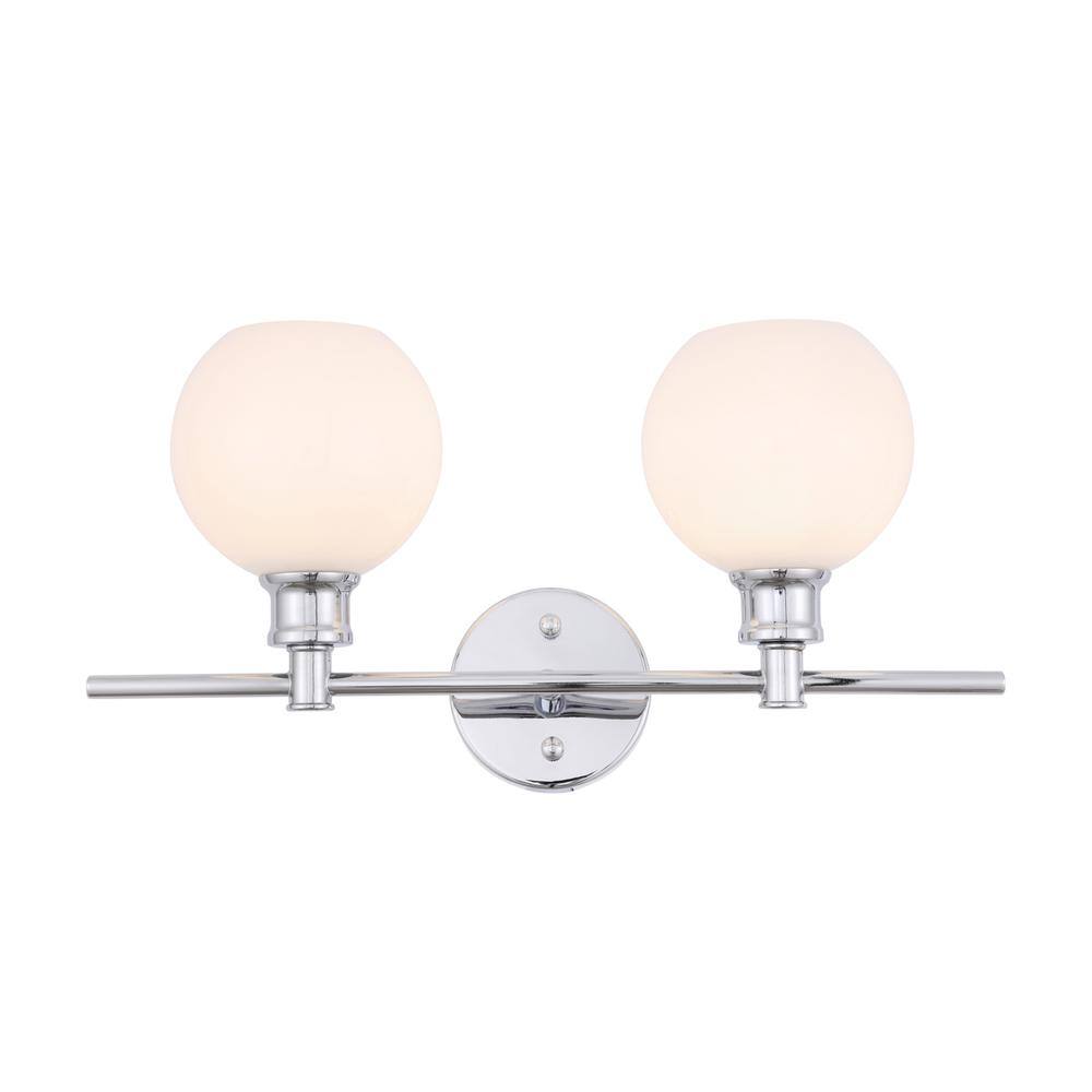 Alt View 10. Living District - Collier 2 light Chrome and Frosted white glass Wall sconce - Chrome And Frosted White Glass.
