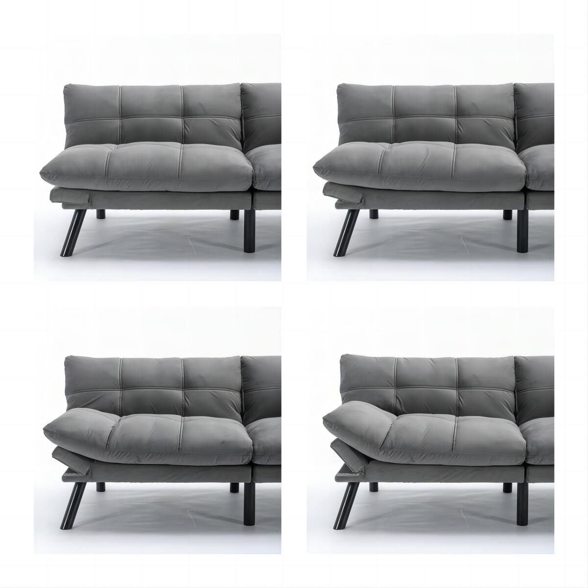 Back. Tiramisubest - Convertible Foldable Modern Sofa Bed,Futon Lazy Sofa Bed,Comfy Small Couch for Living Room and Bedroom,Light Grey - LIGHT GREY.