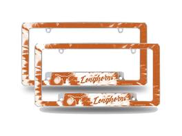 Rico Industries - Texas Longhorns Chrome Metal (Set of 2) License Plate Frames with Bold Tie Dye Design - Multi