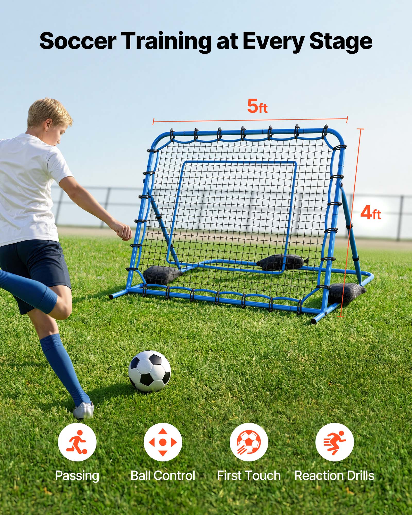 Soccer Training at Every Stage

5ft  
4ft

Passing  
Ball Control  
First Touch  
Reaction Drills