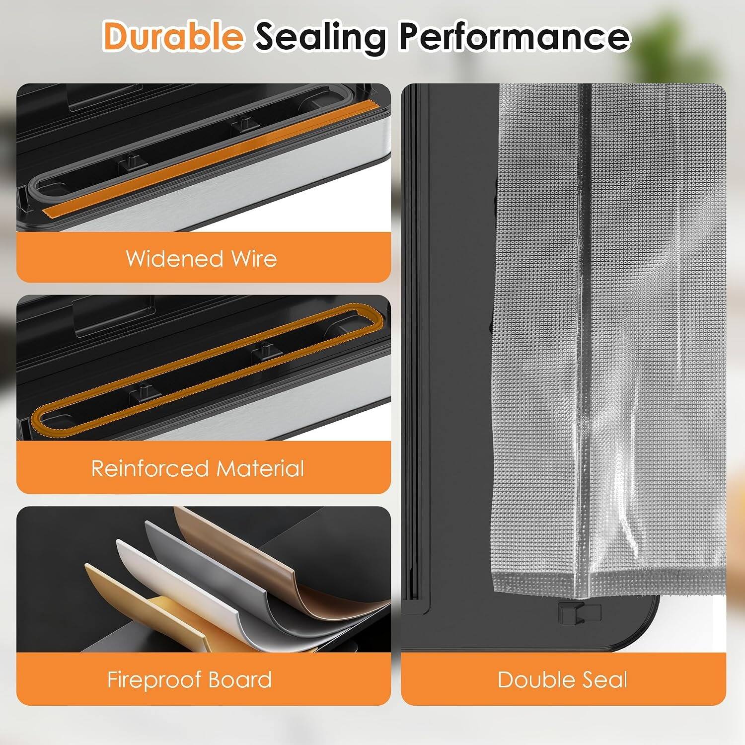 Durable Sealing Performance  
- Widened Wire  
- Reinforced Material  
- Fireproof Board  
- Double Seal