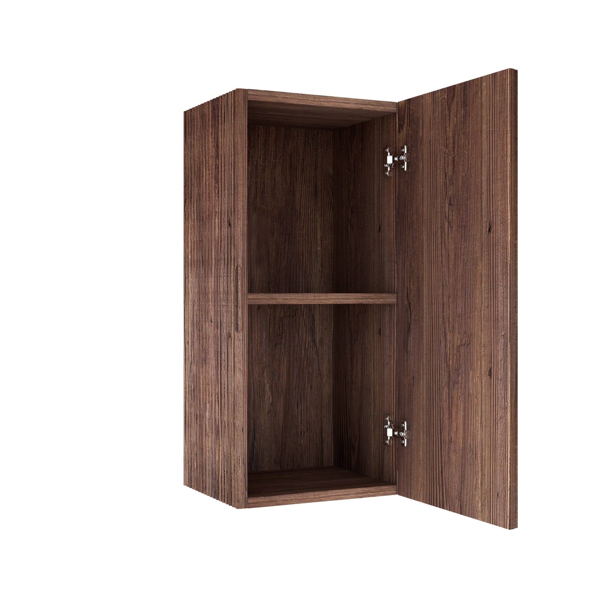 Alt View 3. Boyel Living - 14 Wall Mounted Floating Striped Bathroom Vanity Side Cabinet with Door & Shelf, Suitable for NOOR, Retro Walnut - Walnut.