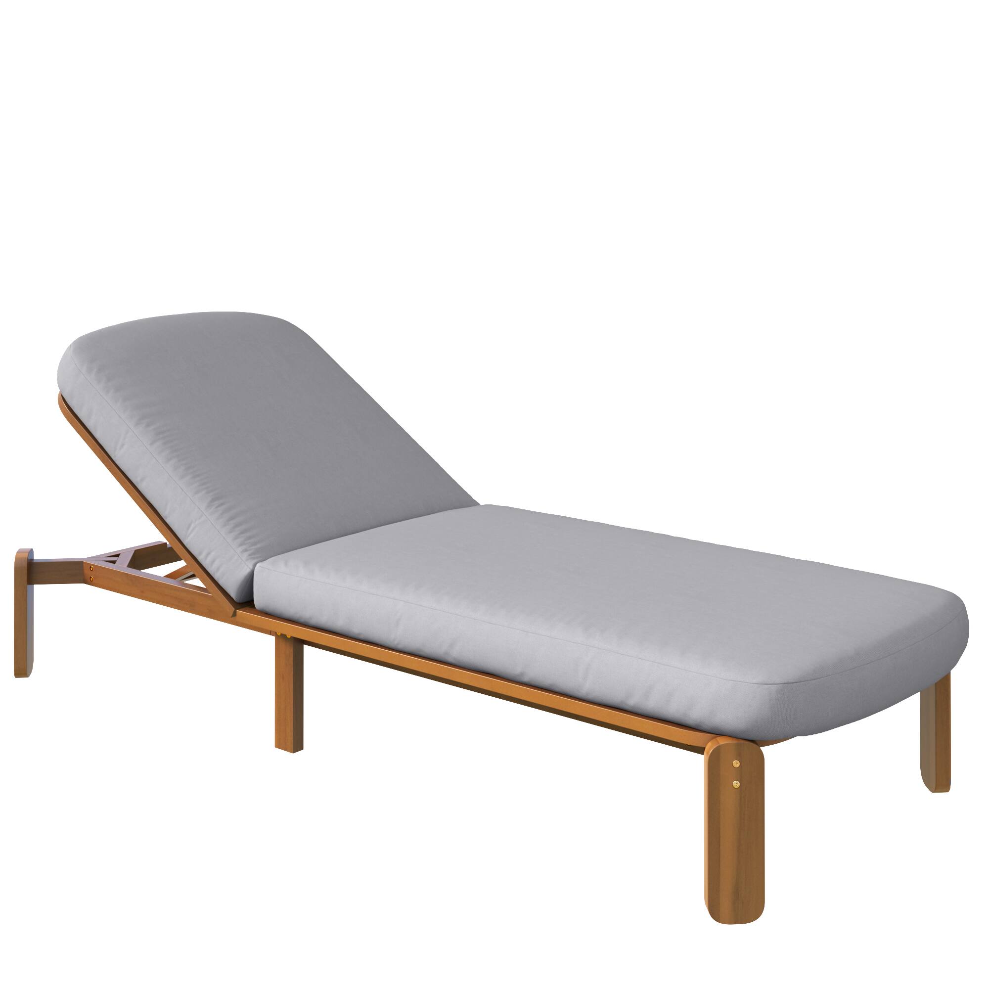 Alt View 9. Whisen - Outdoor Adjustable Reclining Chaise Lounge with Thick Cushions for Patio, Poolside, or Beach - Gray.