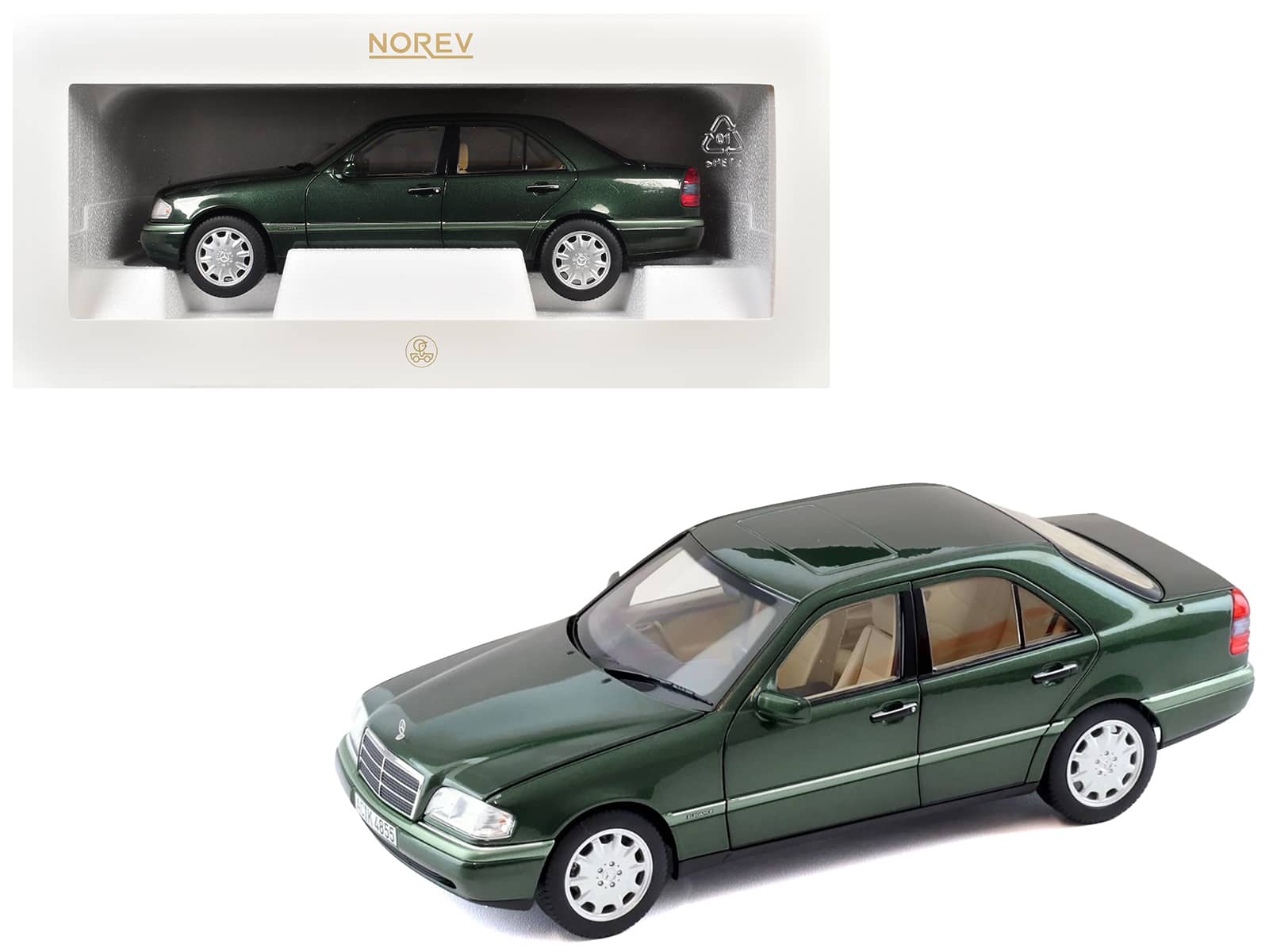 1993 Mercedes-Benz C-Class Malachite Green Metallic 1/18 Diecast Model Car by Norev price history on PriceWatchPro