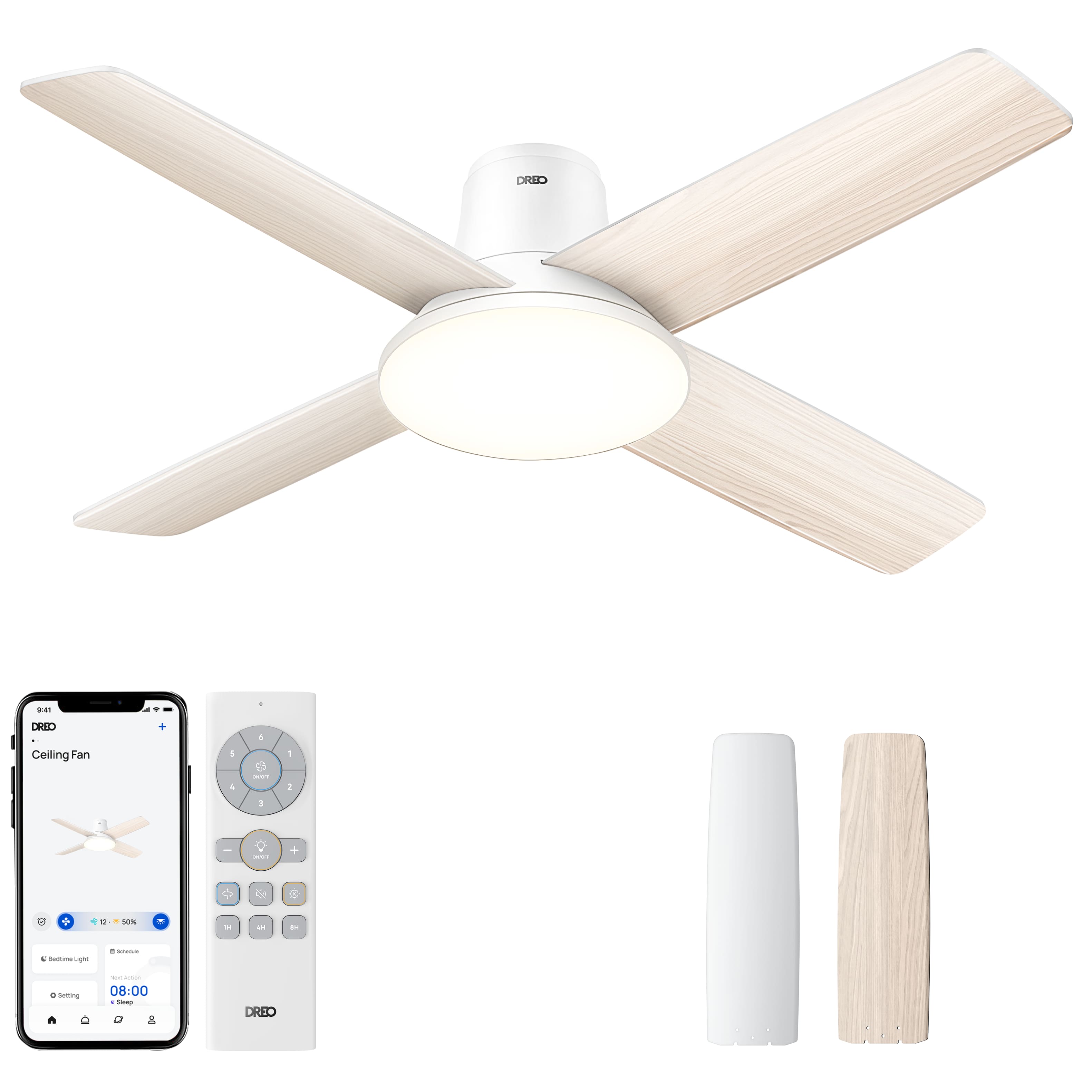 DREO - 44 in. Indoor White Smart 4-Blade Ceiling Fan with Timer, Light and Remote price history on PriceWatchPro
