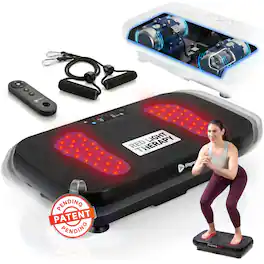 LifePro - VibraRed Vibration Plate Exercise Machine with Red Light Therapy, 99 Speeds & Resistance Bands - Black