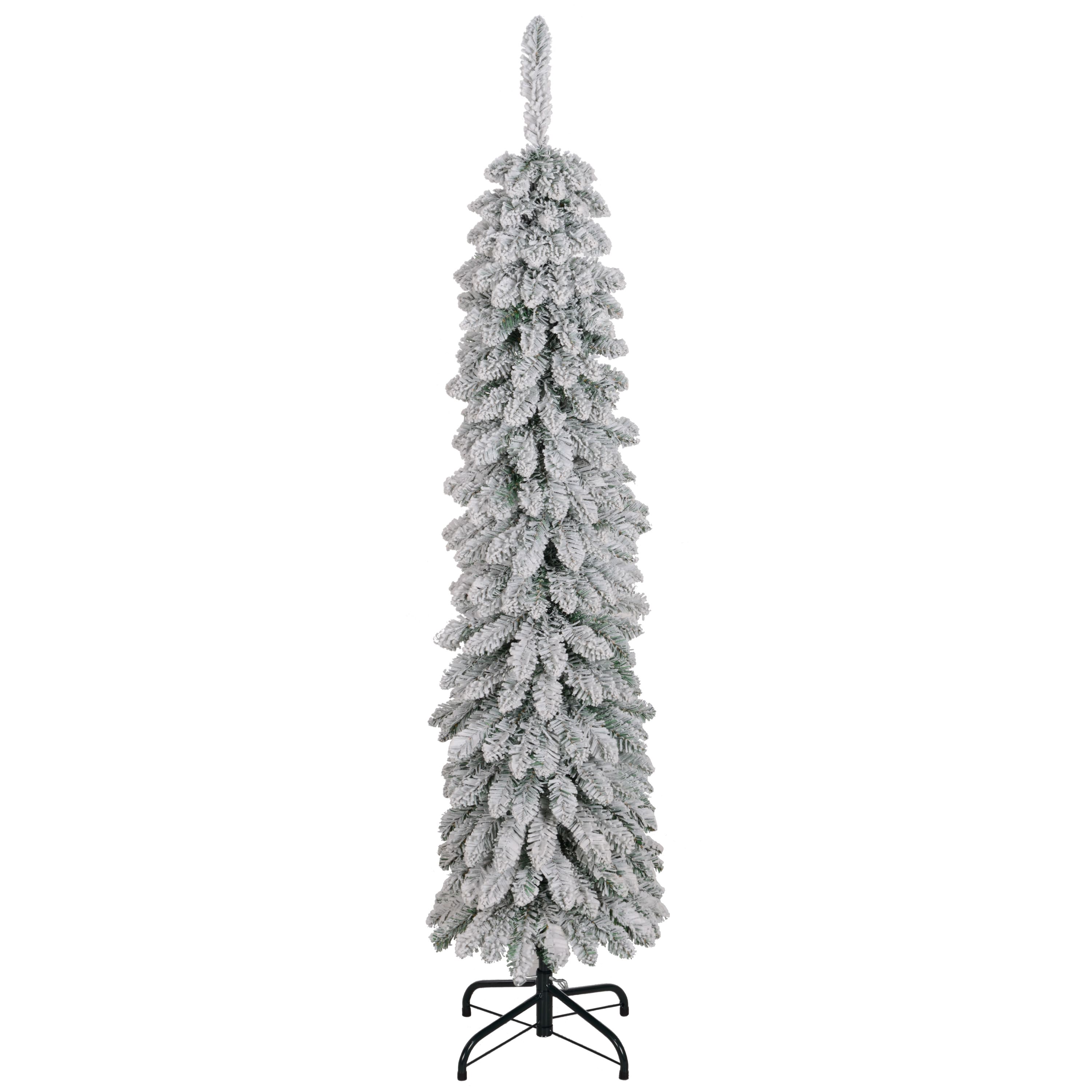 Homcom - Tall Unlit Slim Pencil Xmas Tree - Green