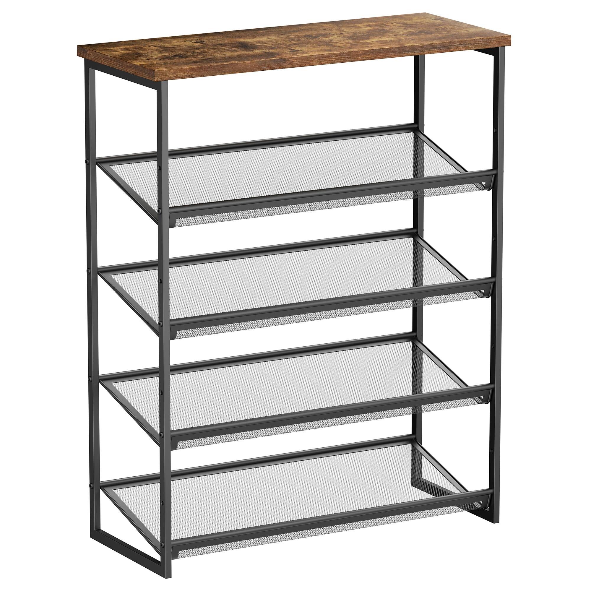 Alt View 6. Sugift - 5-Tier Shoe Rack Free Standing Shoe Rack Organizer with Metal Mesh Shelves - Black.