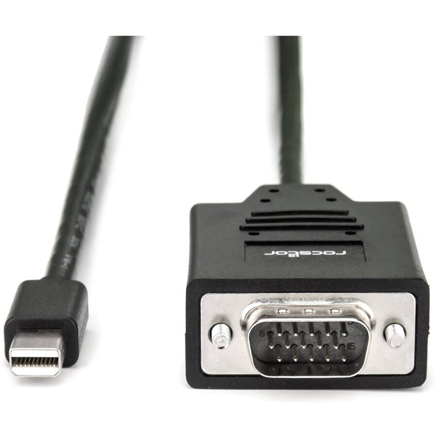 Alt View 3. Rocstor - 6FT MINI DISPLAYPORT TO VGA M/M HD-15 MALE CABLE GOLD PLATED - Black.