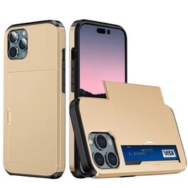 Home Collection - Shockproof Case Cover with Wallet Card Holder for iPhone 16 Pro - Gold