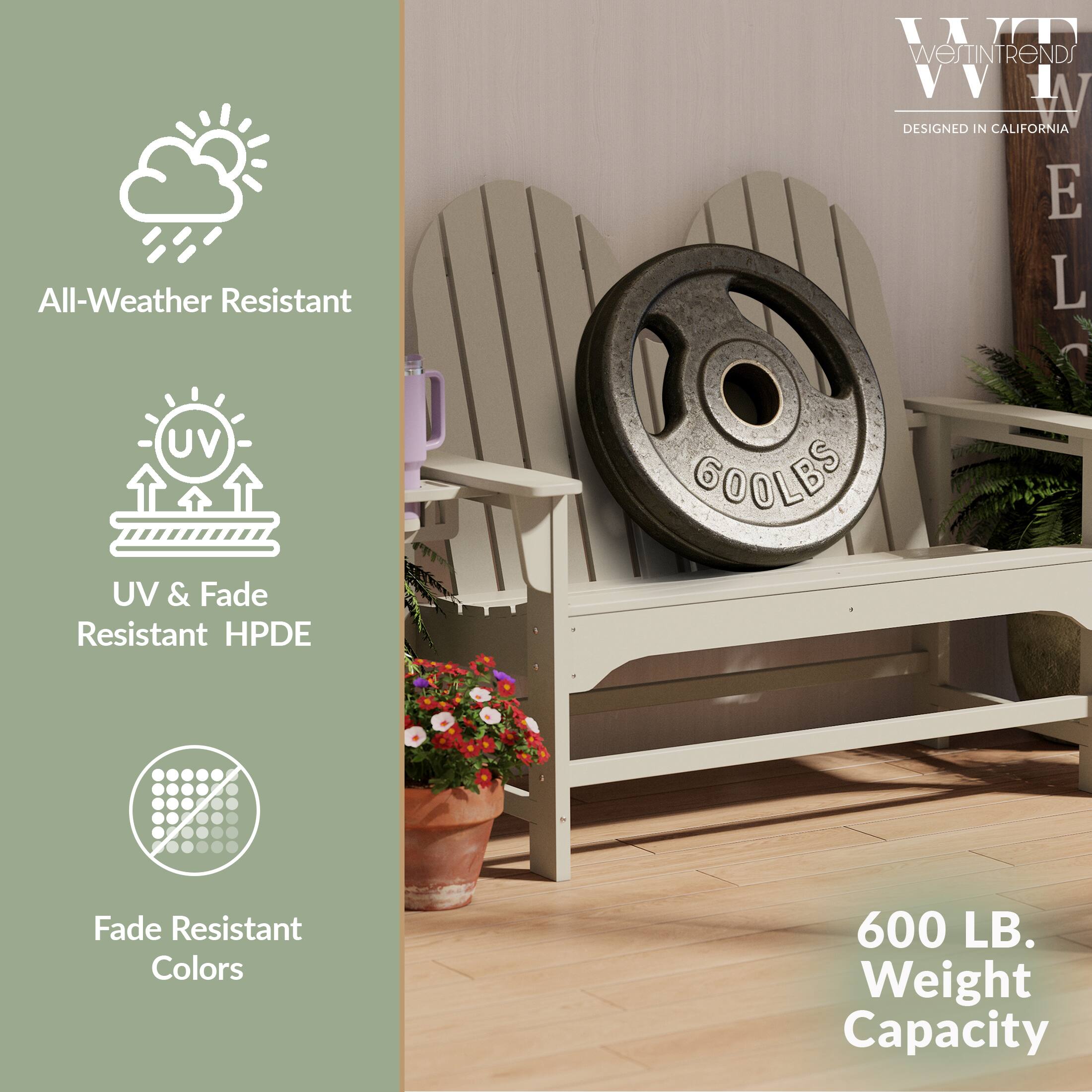 All-Weather Resistant  
WIN WESTINTRENDS VV 1  
DESIGNED IN CALIFORNIA  
UV & Fade Resistant HPDE  
Fade Resistant Colors  
600 LB. Weight Capacity