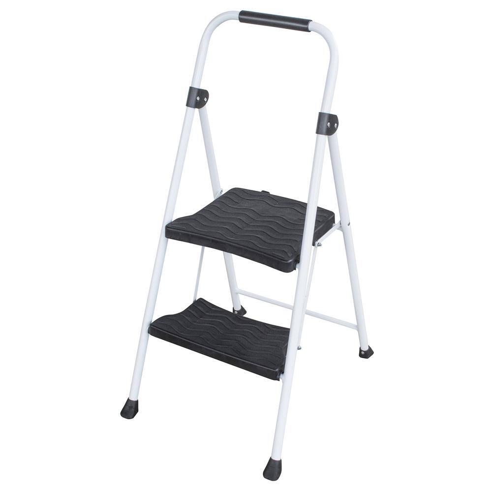 Back. AmeriHome - Two Step Folding Utility Step Ladder - White, Black.