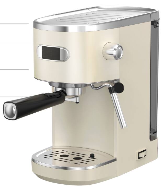 Front. Electactic - Semi Automatic Espresso Coffee Maker, 20 Bar, 1.2L Tank, LCD Display, Steam Frothing, NTC Control - WHITE.