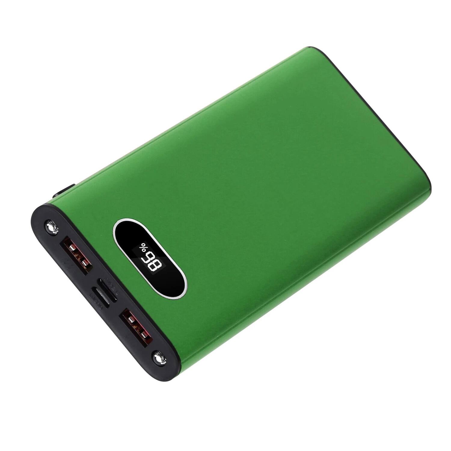 Angle. Home Collection - 20000mAh Wireless Power Bank with Fast Charging, LED Display & Triple Output Green - Green.