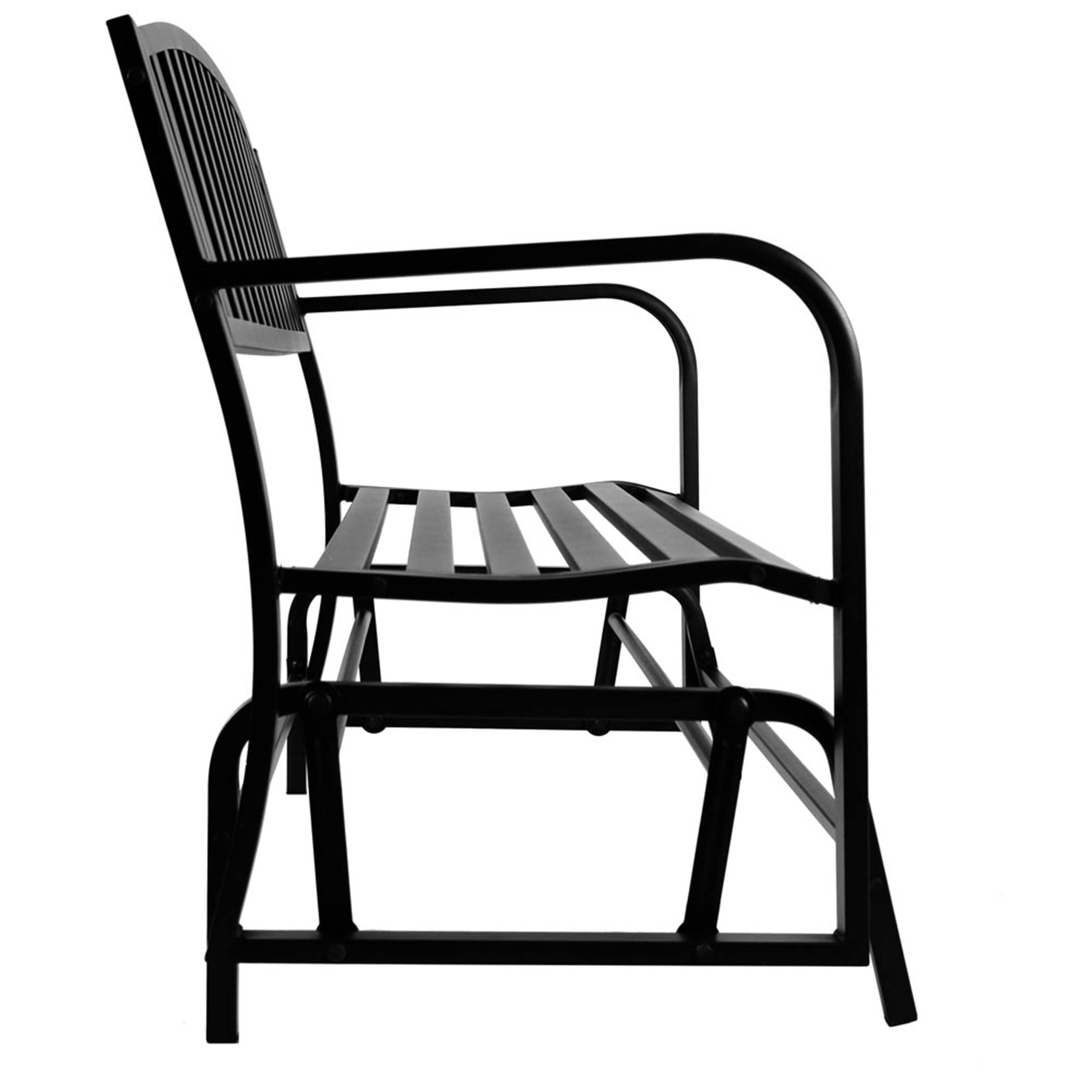 Alt View 6. Sunnydaze - 2-Person Steel Outdoor Glider Garden Bench - Black.