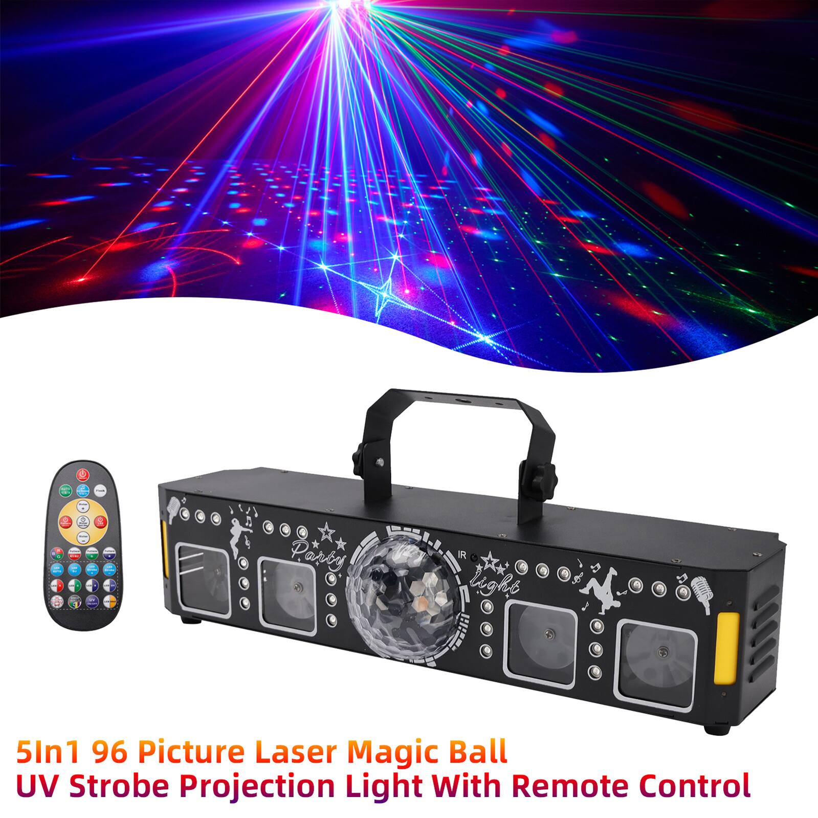 5In1 96 Picture Laser Magic Ball UV Strobe Projection Light With Remote Control