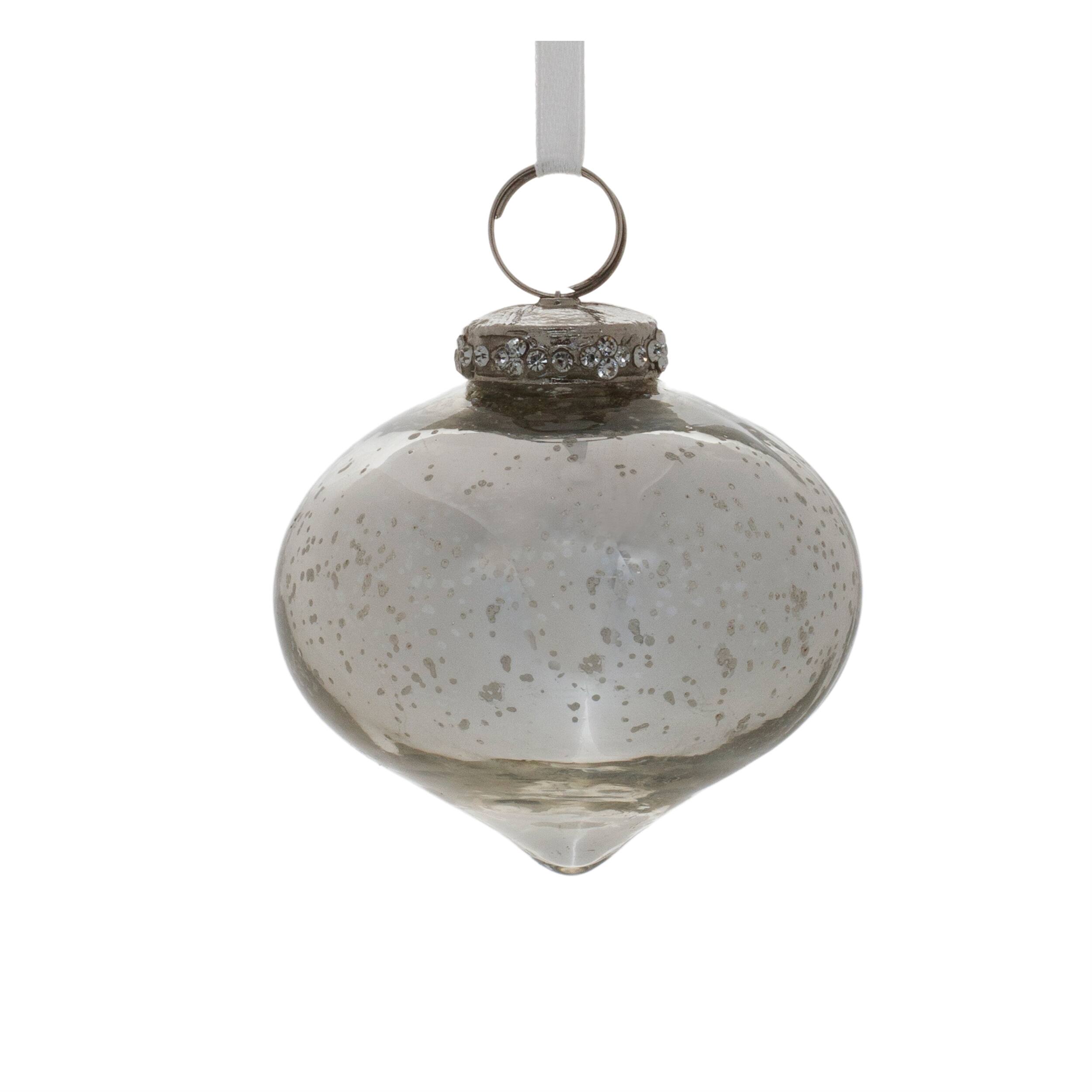 Alt View 2. BreeBe - Grey Mercury Glass Ornament (Set of 6) - Silver.