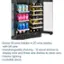Stores 42 wine bottles or 21 wine bottles with 64 cans. Interchangeable shelving - 12 wood shelves to display wine and three wire shelves to store cans. Interior lighting. Lockable doors.
