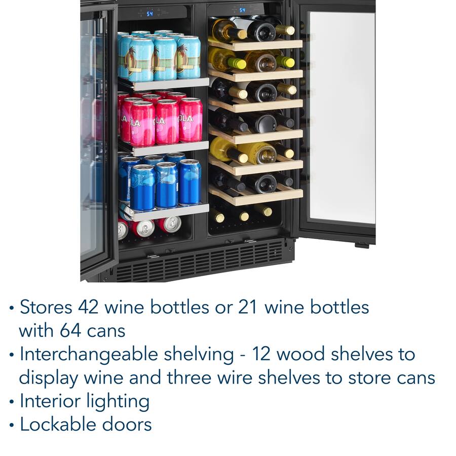 Insignia™ Dual Zone Wine and Beverage Cooler with Glass Doors Stainless ...