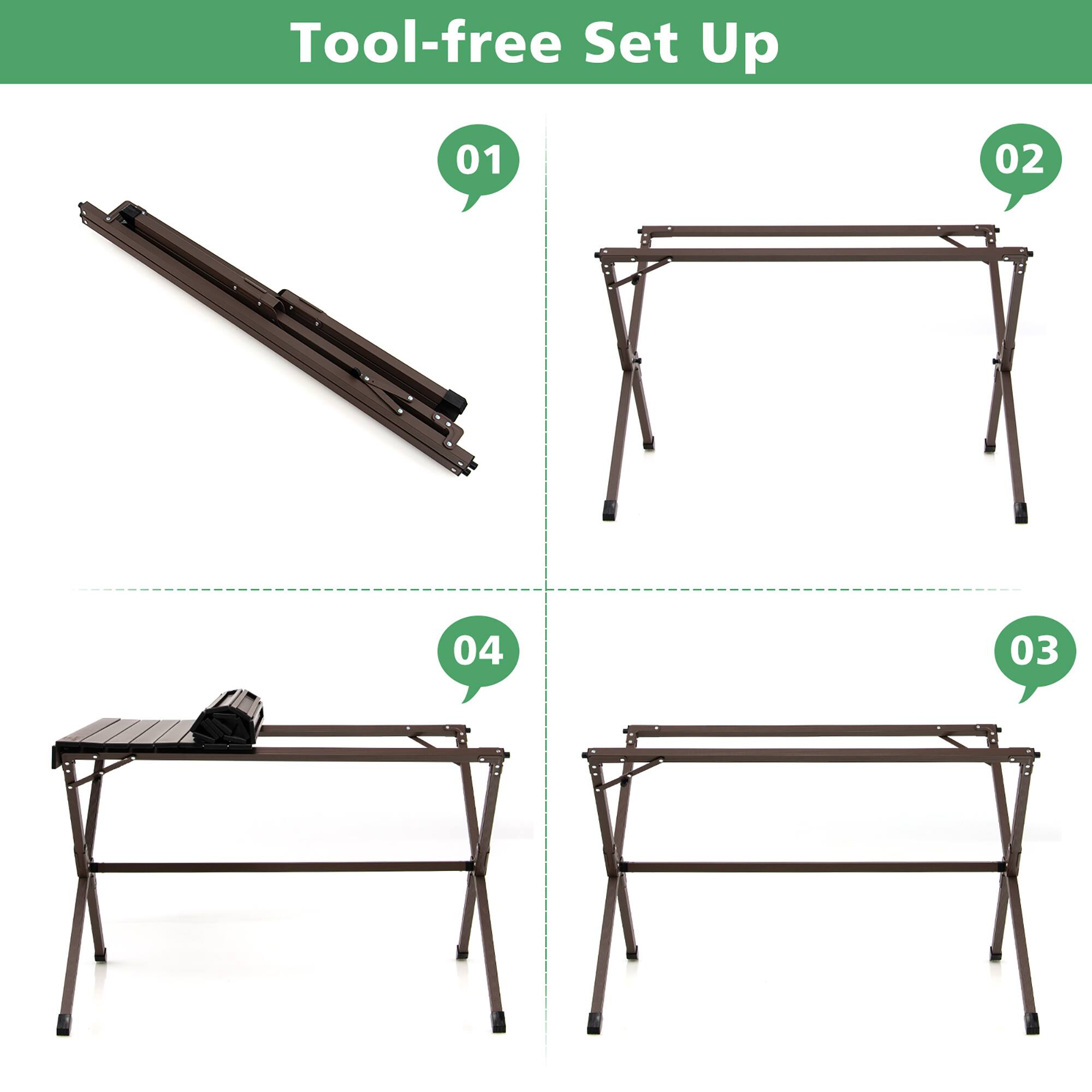 Tool-free Set Up: 01 02 04 03