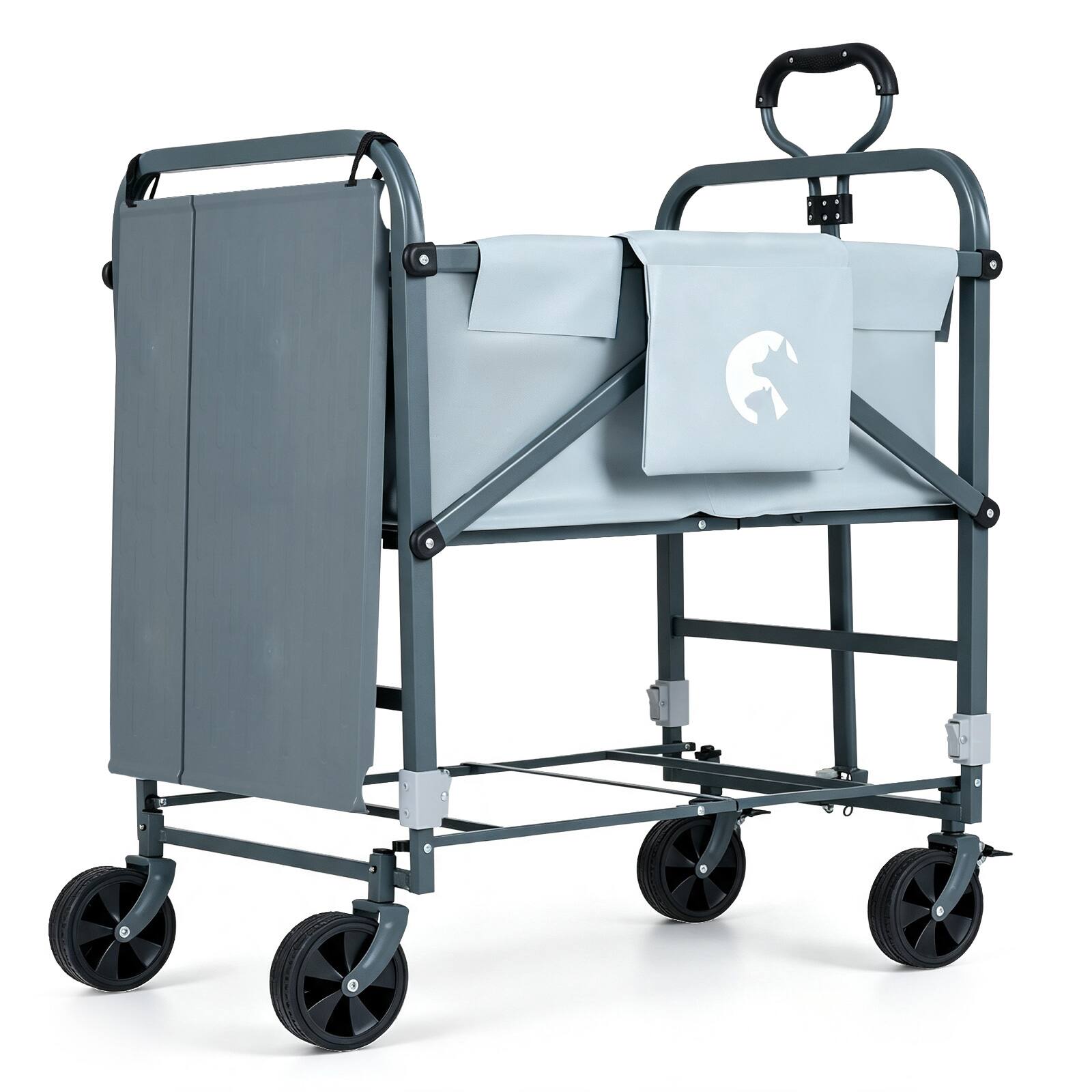 Alt View 9. Gymax - Gymax Foldable Dog Bath Cart w/ Adjustable Height & 4 Wheels Detachable Care Board Black & Grey - Gray.