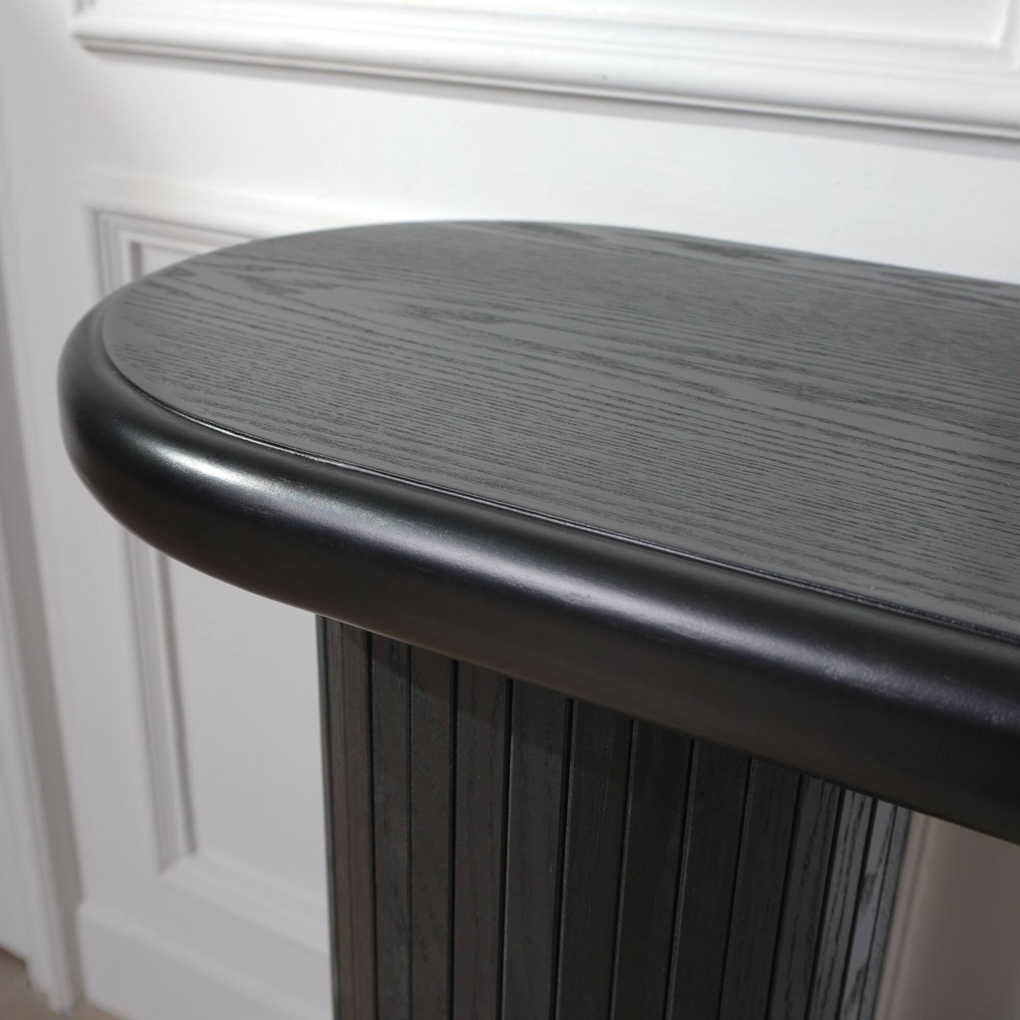 Alt View 7. GOODSILO - Modern Fluted Console Table with Sleek Half-Moon Design and Ribbed Detailing for Living Room Entryway - Black.