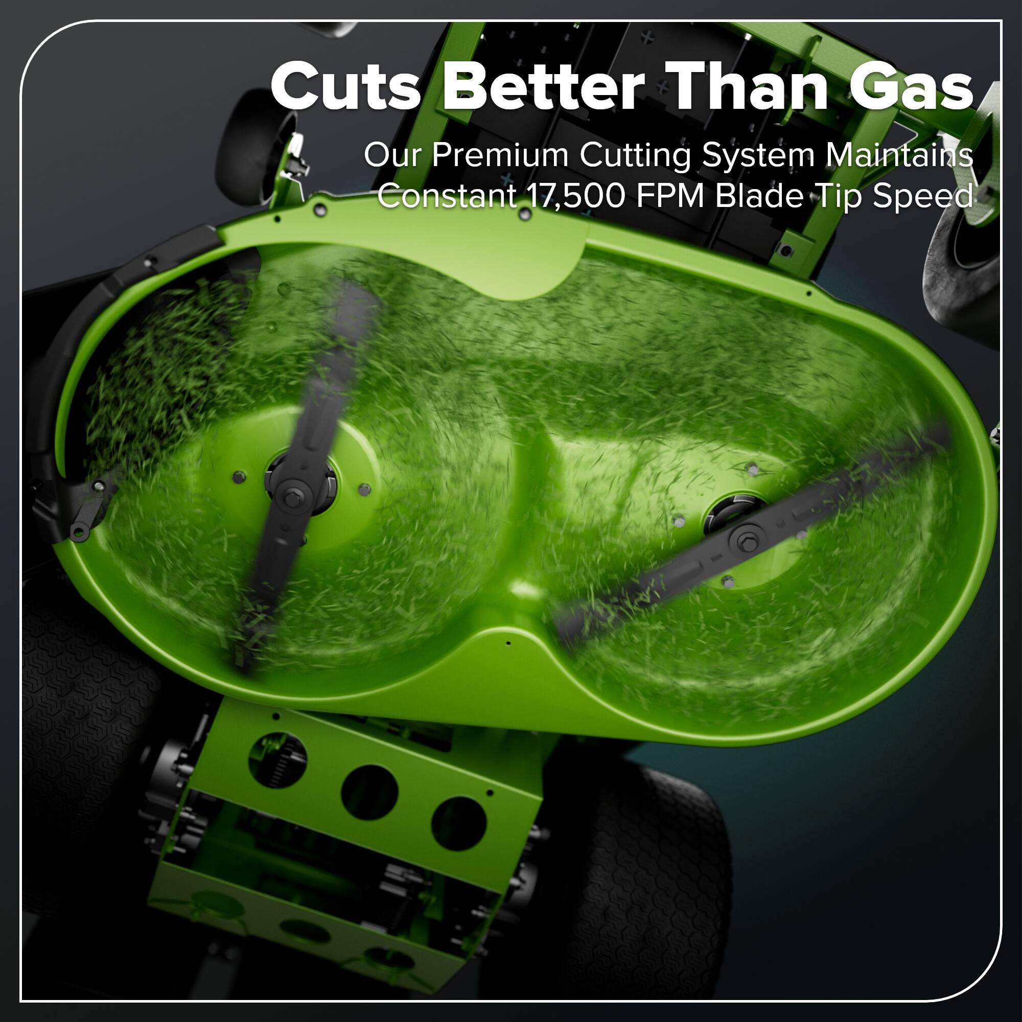 Cuts Better Than Gas  
Our Premium Cutting System Maintains Constant 17,500 FPM Blade Tip Speed