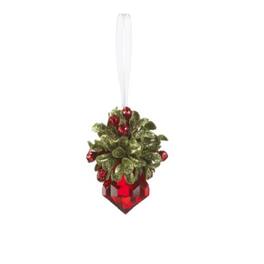 Ganz - Kyrstal Kiss Ball Tiny Mistletoe with Jewel Christmas Tree Ornament 2.5 inch - Red