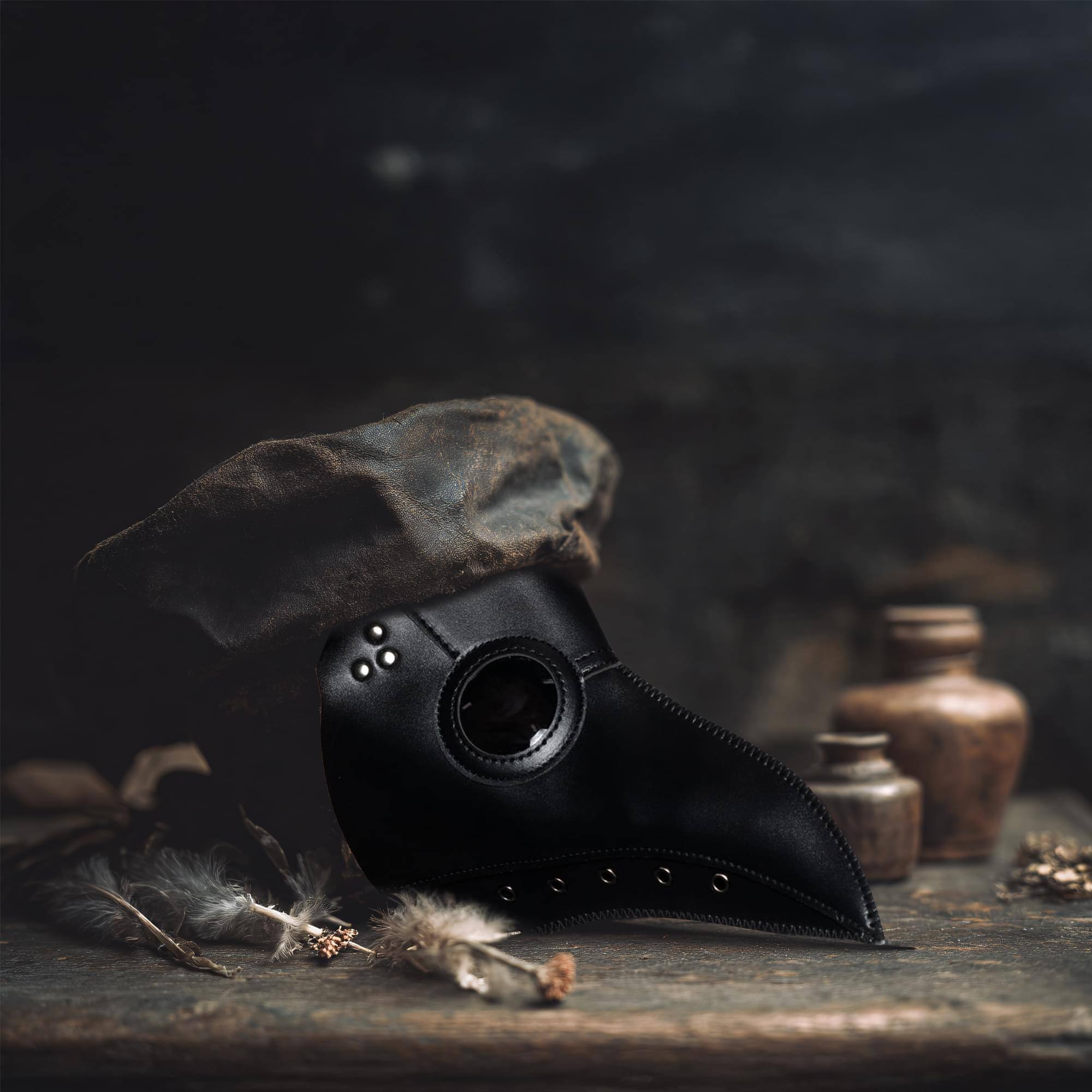 Alt View 1. Underwraps - Plague Doctor Faux Leather Adult Costume Mask - Black.