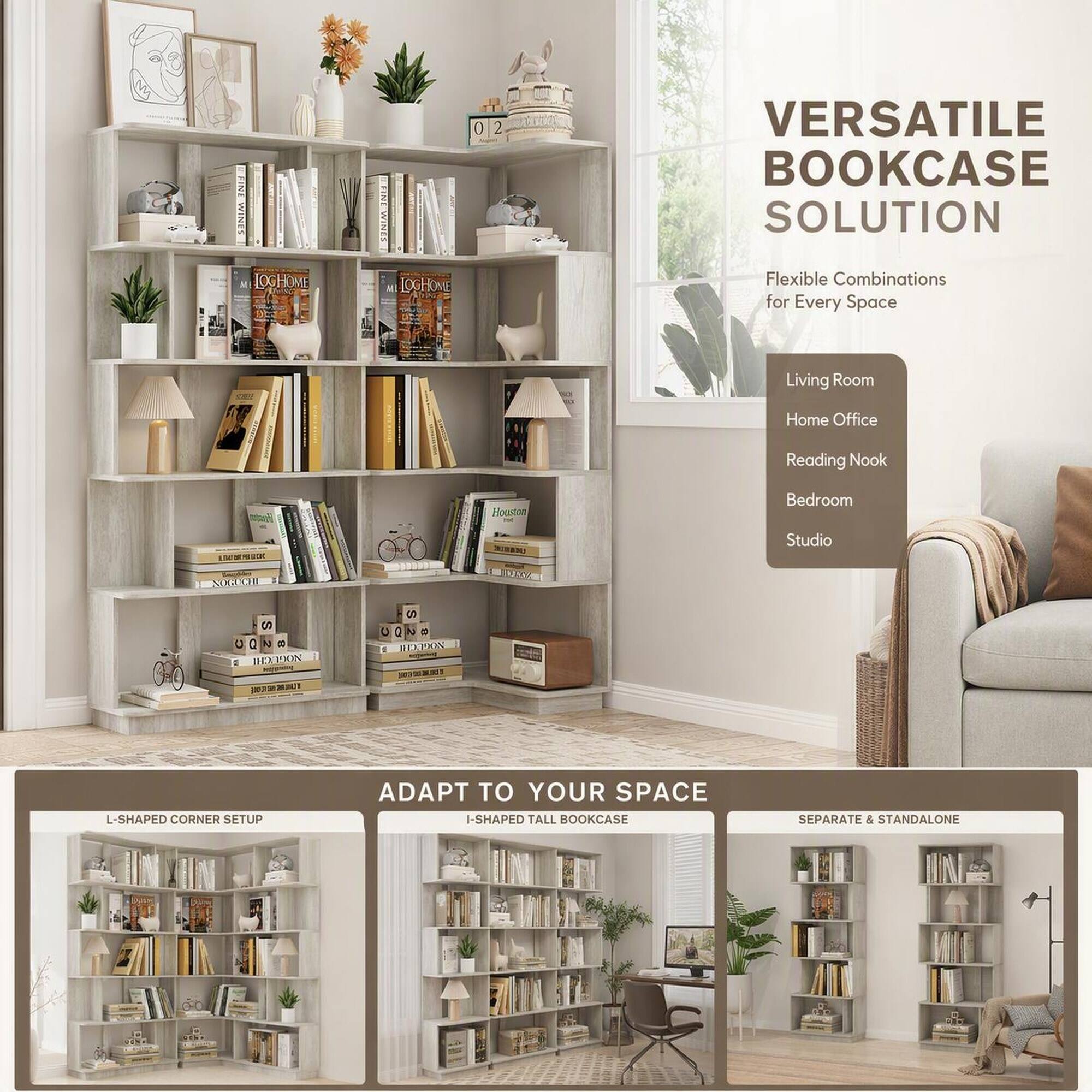 02  
VERSATILE BOOKCASE SOLUTION  
LOGHOME  
Flexible Combinations for Every Space  
Living Room  
Home Office  
Reading Nook  
Bedroom  
Studio  

NOGUCHI  
S C 2 : IHOON  
S IHOCTDON 2017-2013  

ADAPT TO YOUR SPACE  
L-SHAPED CORNER SETUP  
I-SHAPED TALL BOOKCASE  
SEPARATE & STANDALONE