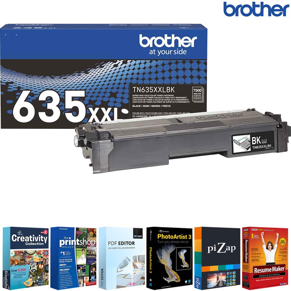 Brother - TN635XXLBK Genuine Super High Yield Toner Cartridge Black with Printer Softwares
