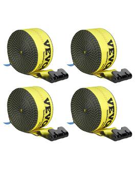 VEVOR - Winch Straps, 4" x 30', 6000 lbs Load Capacity, 18000 lbs Break Strength, Truck Straps with Flat Hook, Tie Downs Cargo - Yellow