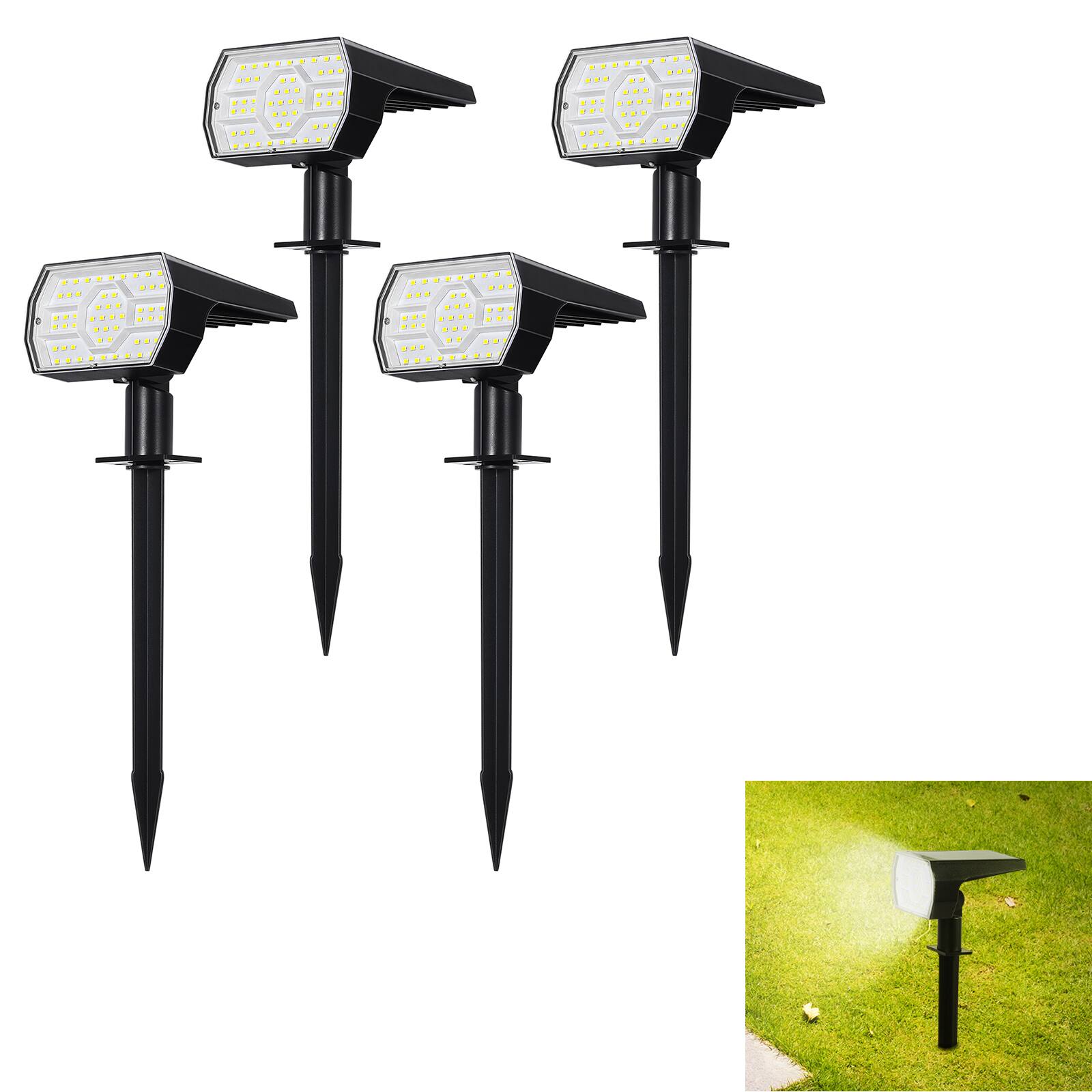 Alt View 1. Oumilen - Solar LED Spotlight 56 LEDs with 90° Adjustable Head & Ground Stake for Outdoor.