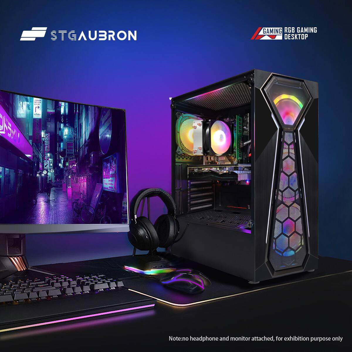 STGAubron Gaming PC Computer Desktop, AMD Ryzen 5 5500 up to