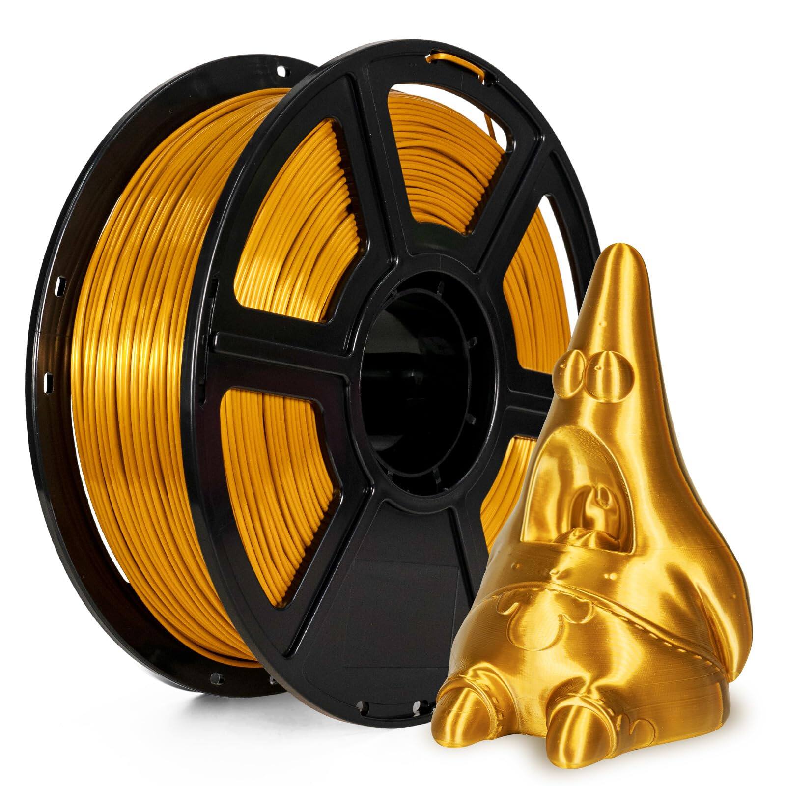 Front. Flashforge - Flashforge 3D Printer Filament Silk PLA 1.75mm 1kg Spool-Dimensional Accuracy +/- 0.02mm (Gold) - Gold.
