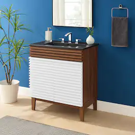 Modway - Render Bathroom Vanity with Black Basin Included - White Walnut Black