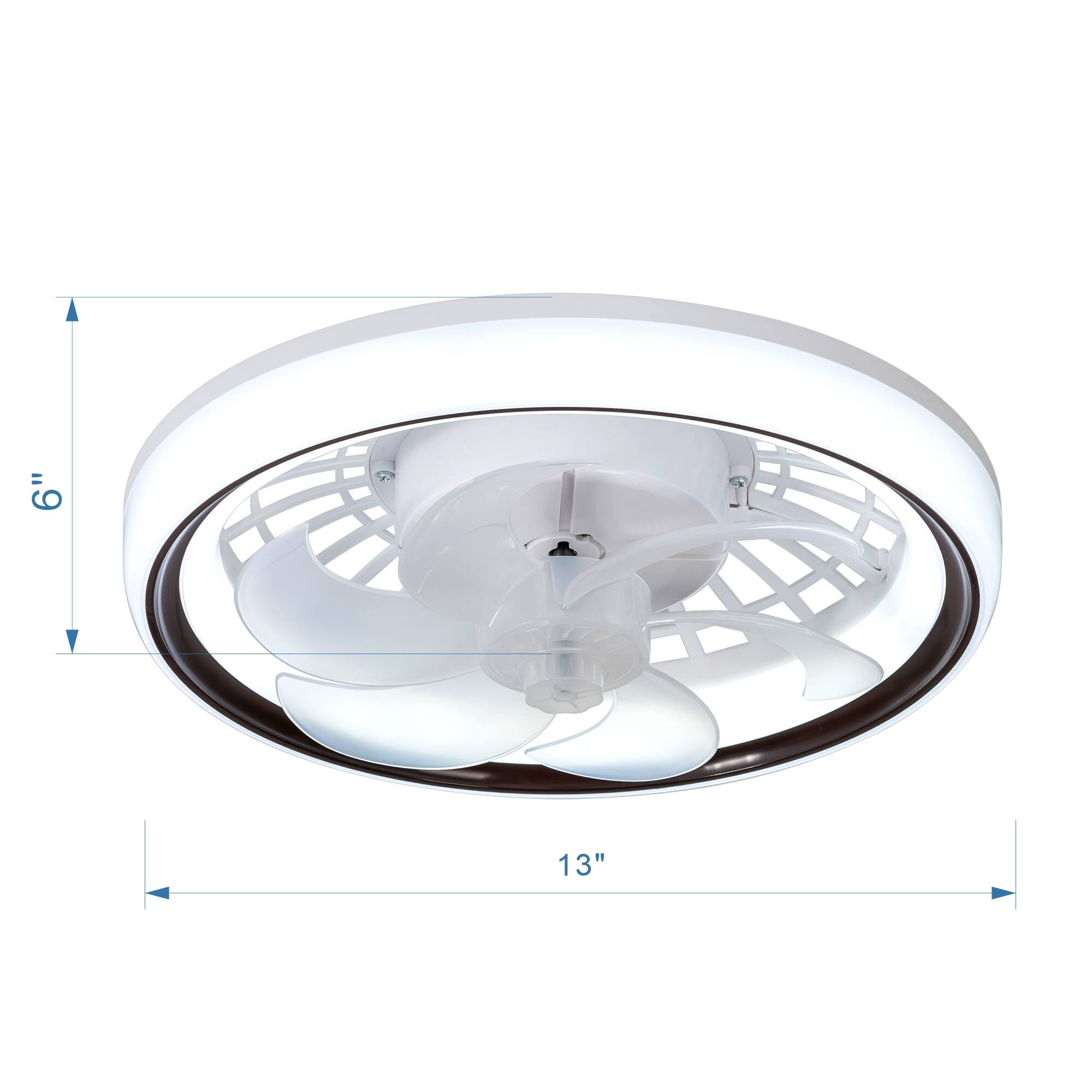 L♡ Breezary 13 Inch Multi Directional Ceiling Fan, 3 Color Light, 7