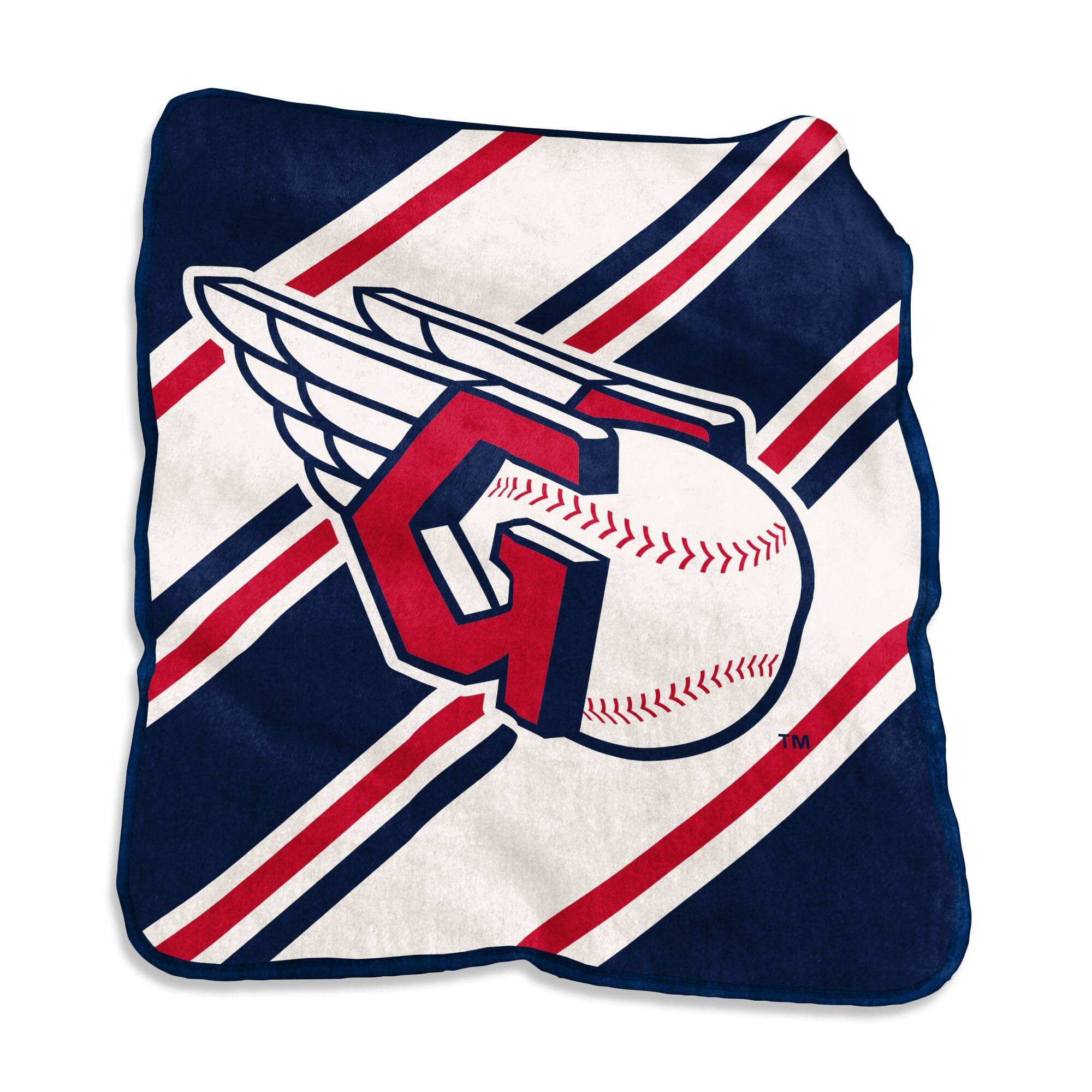 Front. Logo Brands - Cleveland Guardians 50" x 60" Raschel Stripe Throw Blanket - Multicolor.