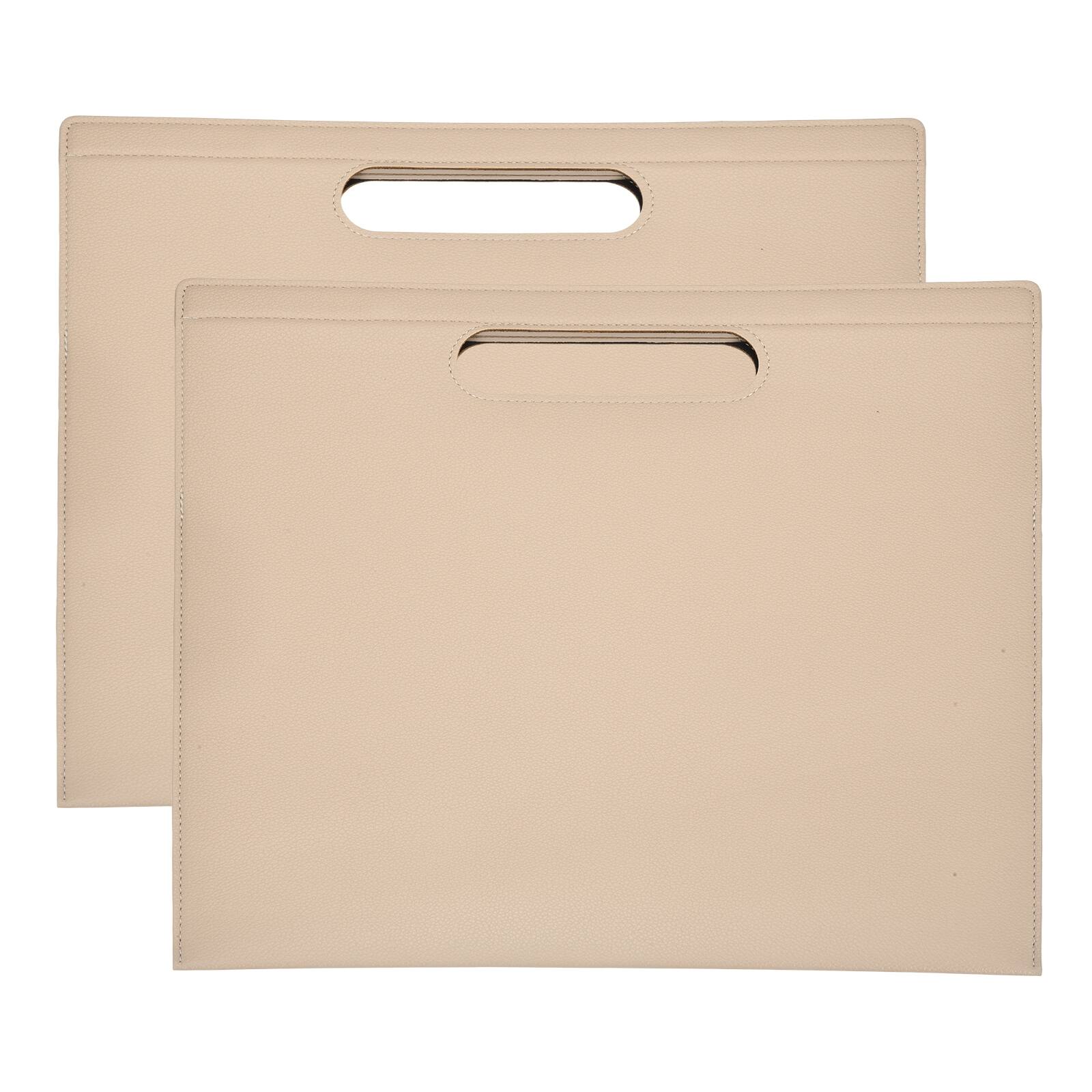Front. Unique Bargains - 2pcs Leather Folder, 13.3x12.6" Magnetic Leather Document Holder PU Pouch Bag Portfolio Organizer Waterproof - Khaki.