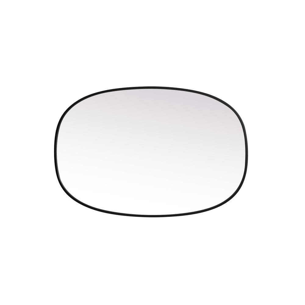 Back. Elegant Decor - Metal Frame Oval Mirror 27x40 Inch in Black - Black.