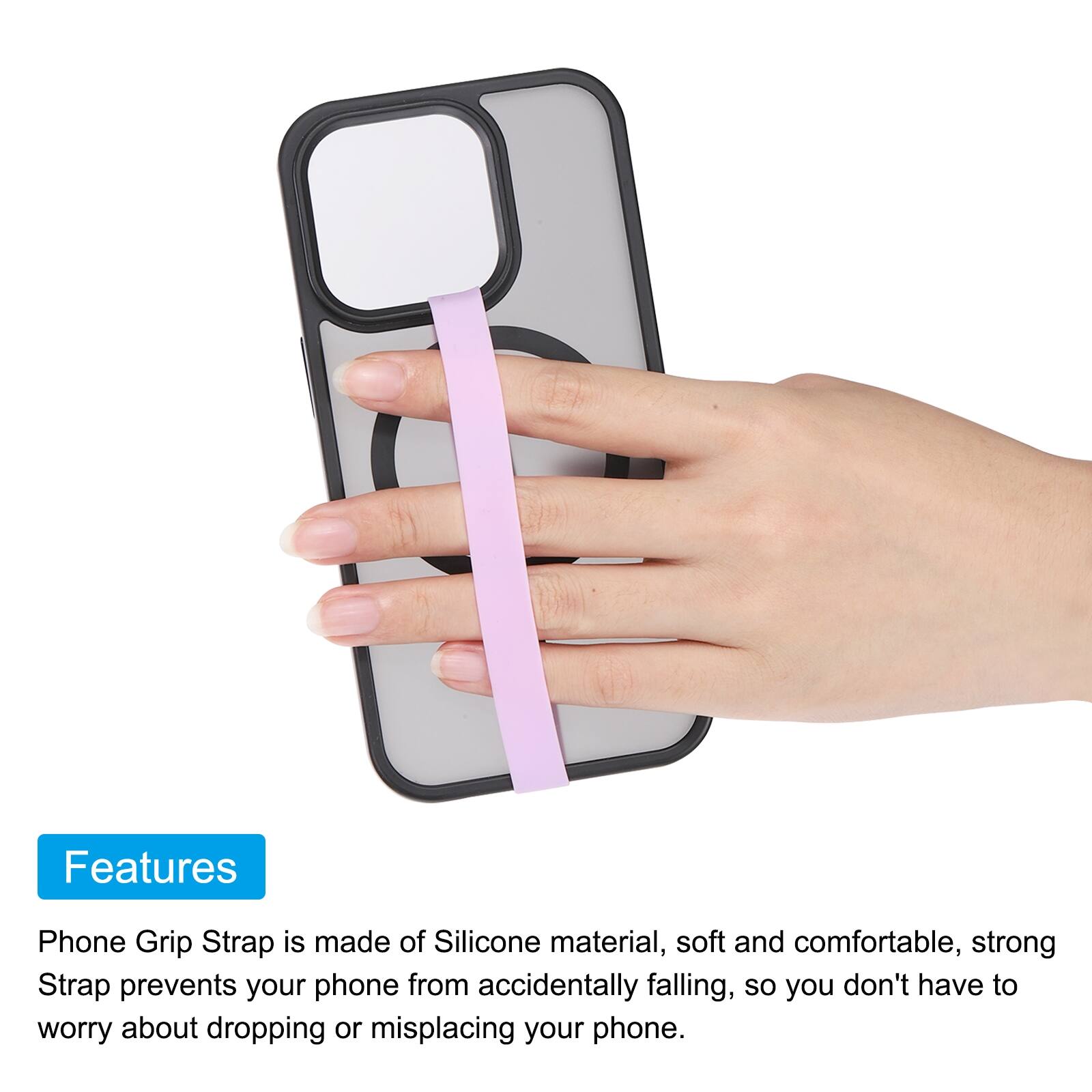 Features

Phone Grip Strap is made of Silicone material, soft and comfortable, strong Strap prevents your phone from accidentally falling, so you don't have to worry about dropping or misplacing your phone.