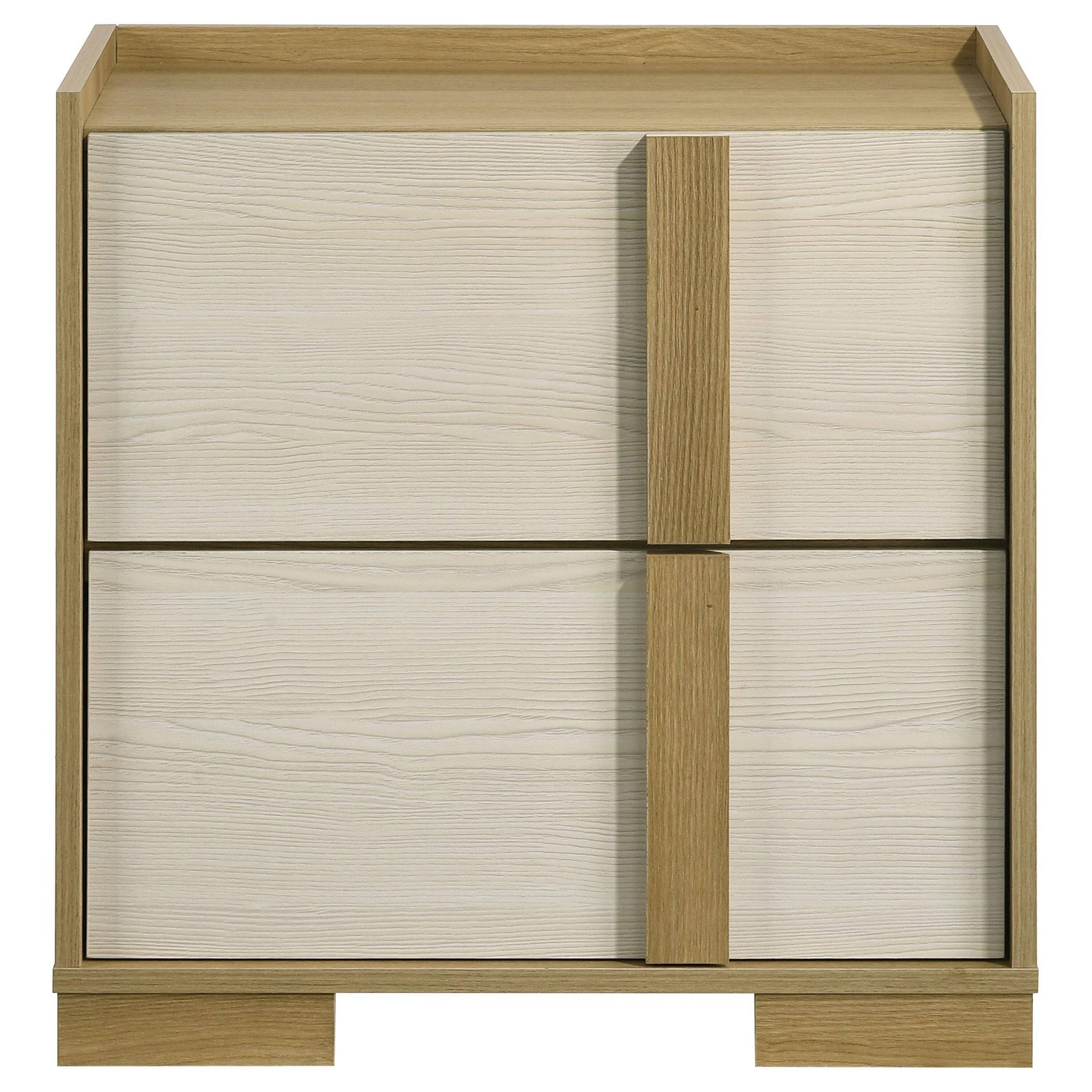 Alt View 1. Manhattan Lane - Hyle Modern Nightstand, 2 Drawers, 24 Inch - Natural Brown.