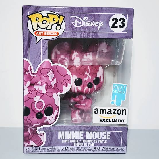 POP! Disney 23 ART SERIES  
ART SERIES  
amazon EXCLUSIVE  
MINNIE MOUSE VINYL FIGURE FIGURINE EN VINYLE FIGURA DE VINIL  
WARNING: CHOKING HAZARD ATTENTION DANGER D'ÉTOUFFEMENT ADVERTENCIA: PELIGRO DE ASFIXIA  
0g clashie or 26 Ne comment AX entaria de 2 36 not Partes pequellas. V 8 Adecuido NO total 36 news