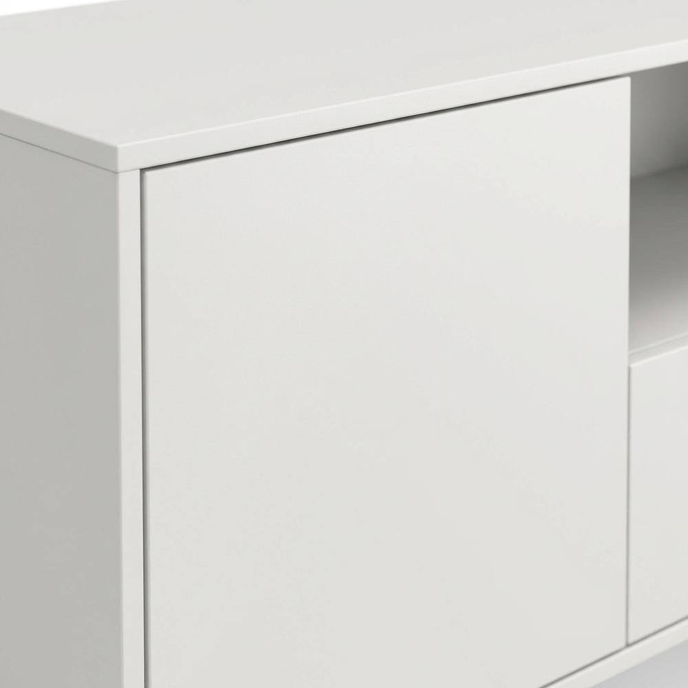 Alt View 1. FurniFact - White Laminate TV Console with 3 Doors in Modern Industrial Style - White.