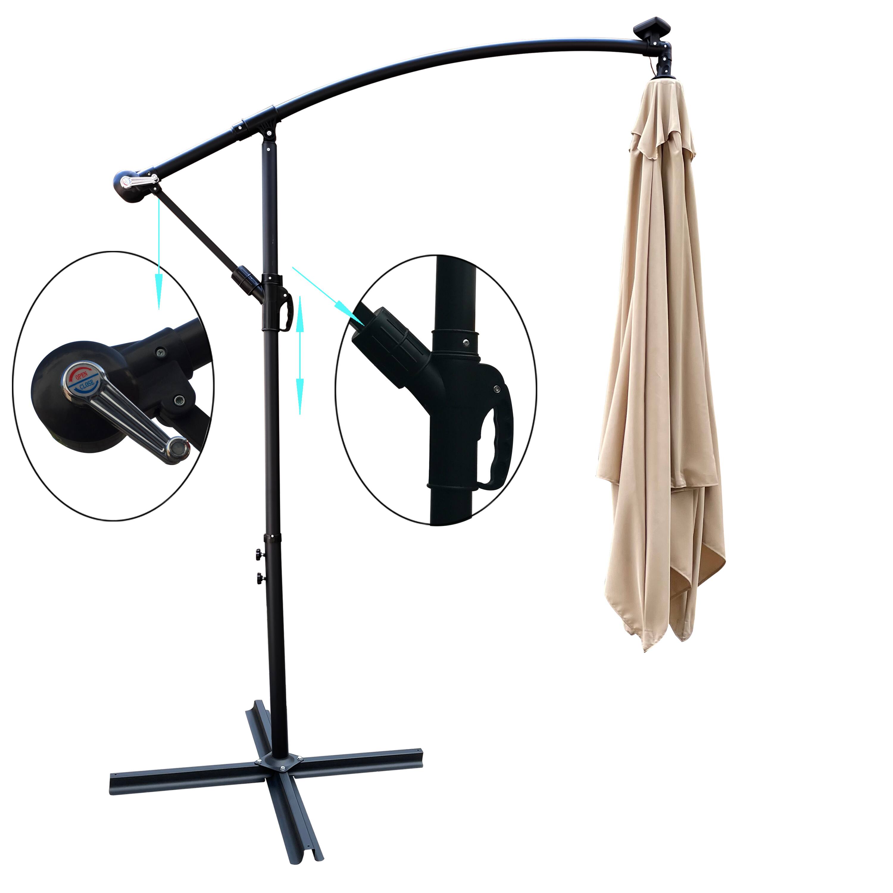 Alt View 4. Loheer - Loheer 8ft Square Solar Lighted Patio Umbrella with 32 LED Lights Crank Lift and Cross Base for Backyard Pool Shade.