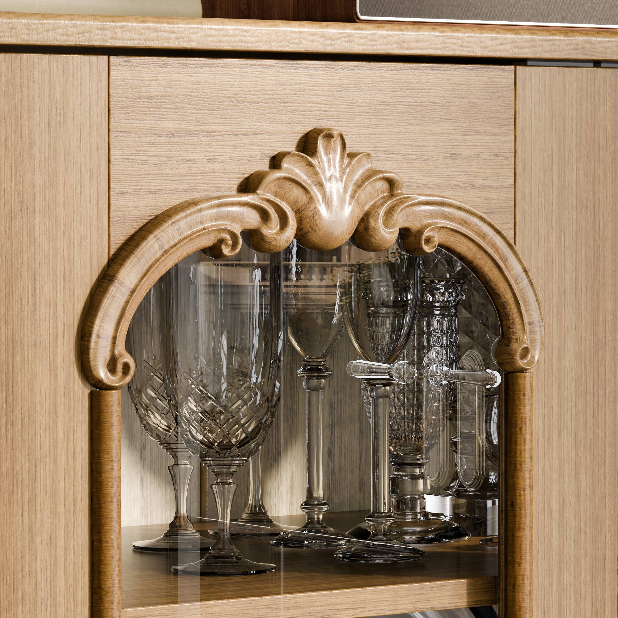 Alt View 2. Famapy - Famapy French Country Glass Display Cabinet: Rustic - Chic Dishware Storage + Showcase - Wooden.
