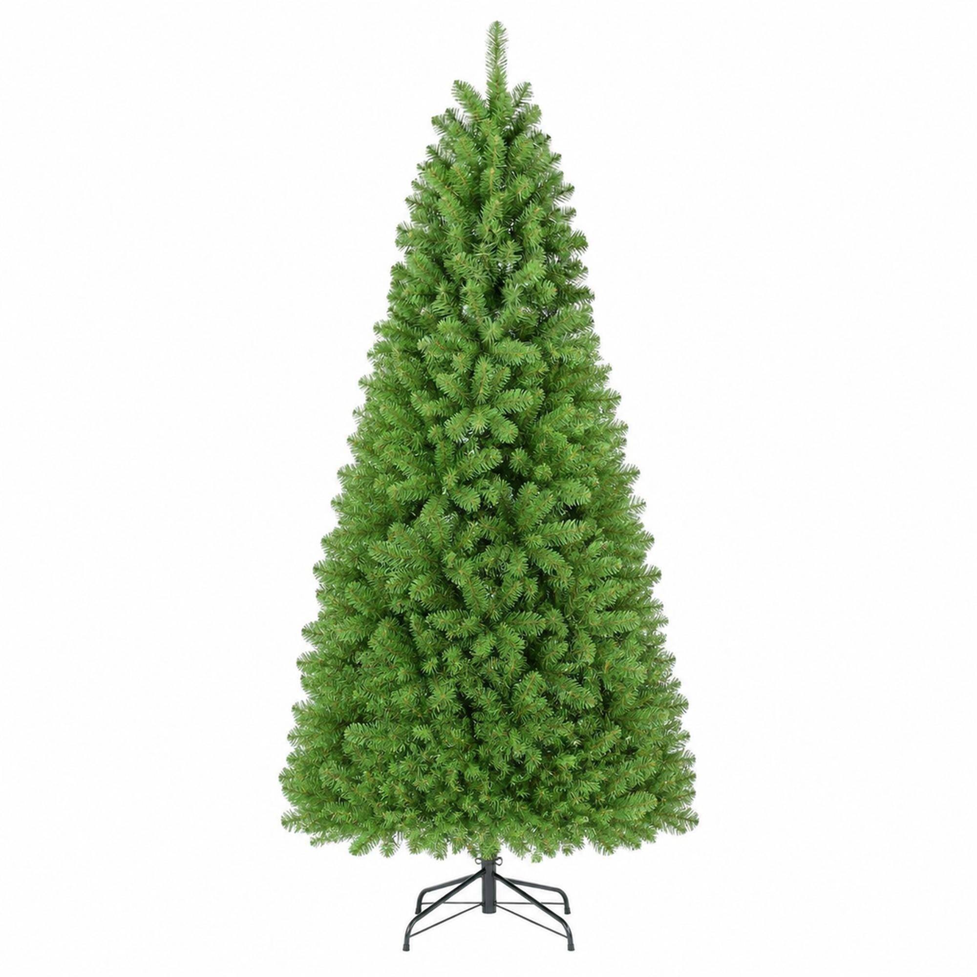 Front. RYHNUYNE - 7 Ft Green Artificial Christmas Tree With Memory Wire 1064 Tips,Hinged PVC Branches Easy Setup Indoor Holiday Decor - Green.