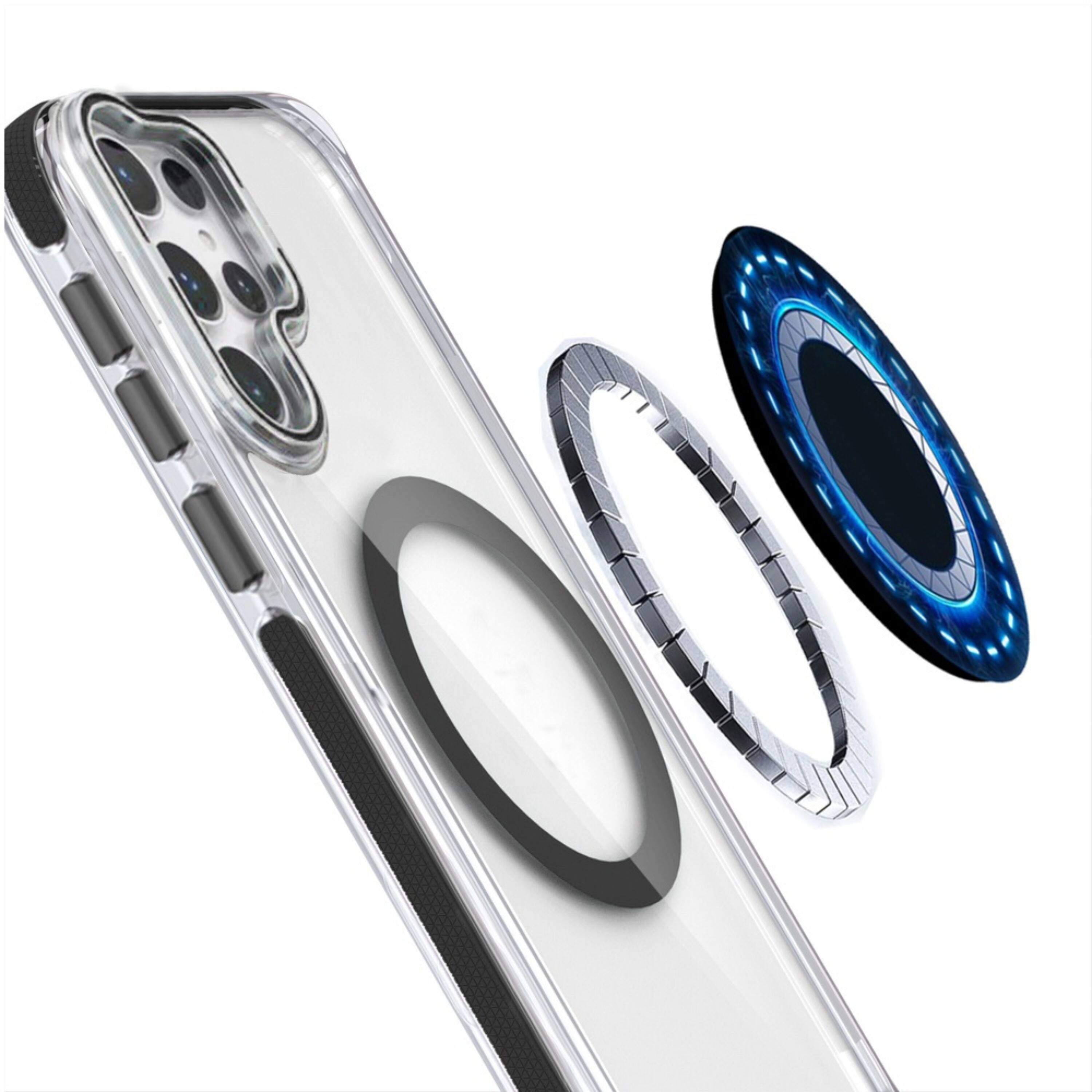 Left. Kitcheniva - Magnetic Circle Lens Stand Case With Tempered Glass For Samsung S26 Ultra Black - Black.