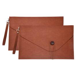 Unique Bargains - 2pcs Leather Folder, 14x10" Leather Document Holder PU Pouch Bag Portfolio Organizer Waterproof for Travel Men - Brown